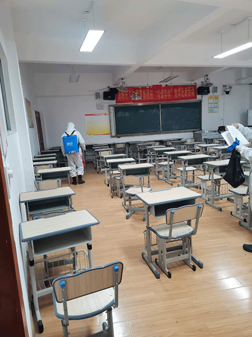 市教育局检查我校开学准备工作